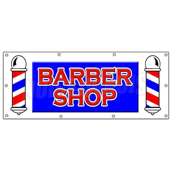 Barber Shop Banner Heavy Duty 13 Oz Vinyl with Grommets Single Sided